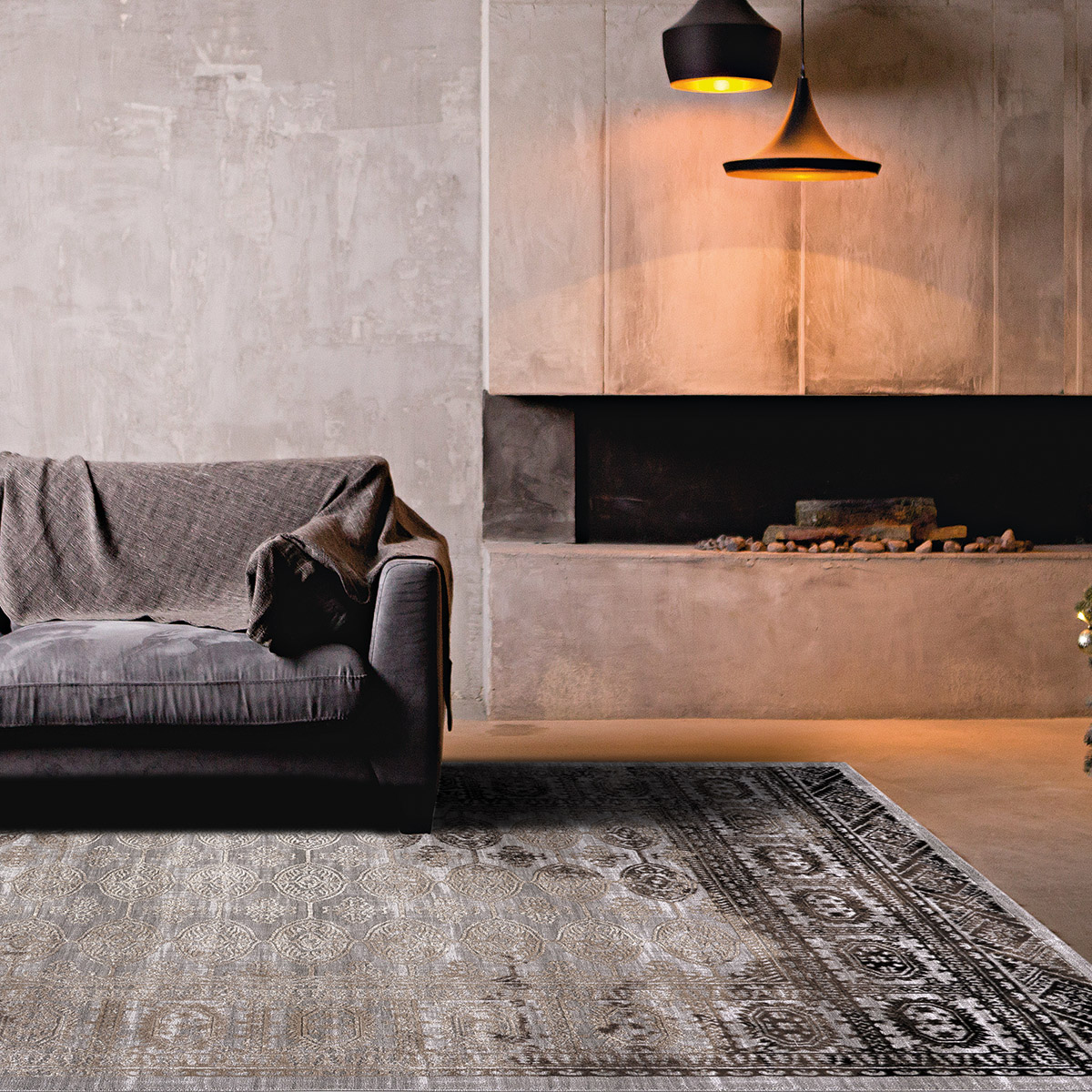 The,Gray,Velor,Sofa,In,The,Dark,Loft,Room,Has